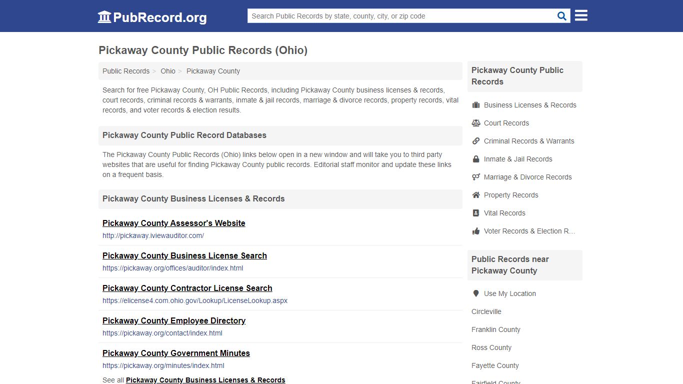 Free Pickaway County Public Records (Ohio Public Records) - PubRecord.org